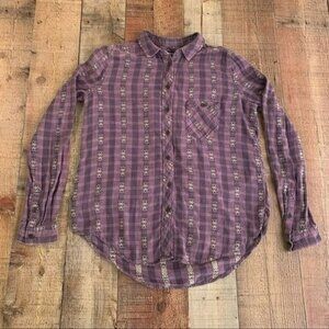 BDG womens purple and white long sleeve button up -  XS
